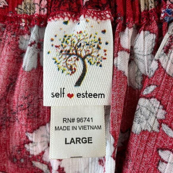 NWT Self Esteem Shoulder-less Floral Top Size L - Picture 7 of 8
